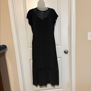 Torrid Black Midi Dress with Lace Detail with pockets on each side